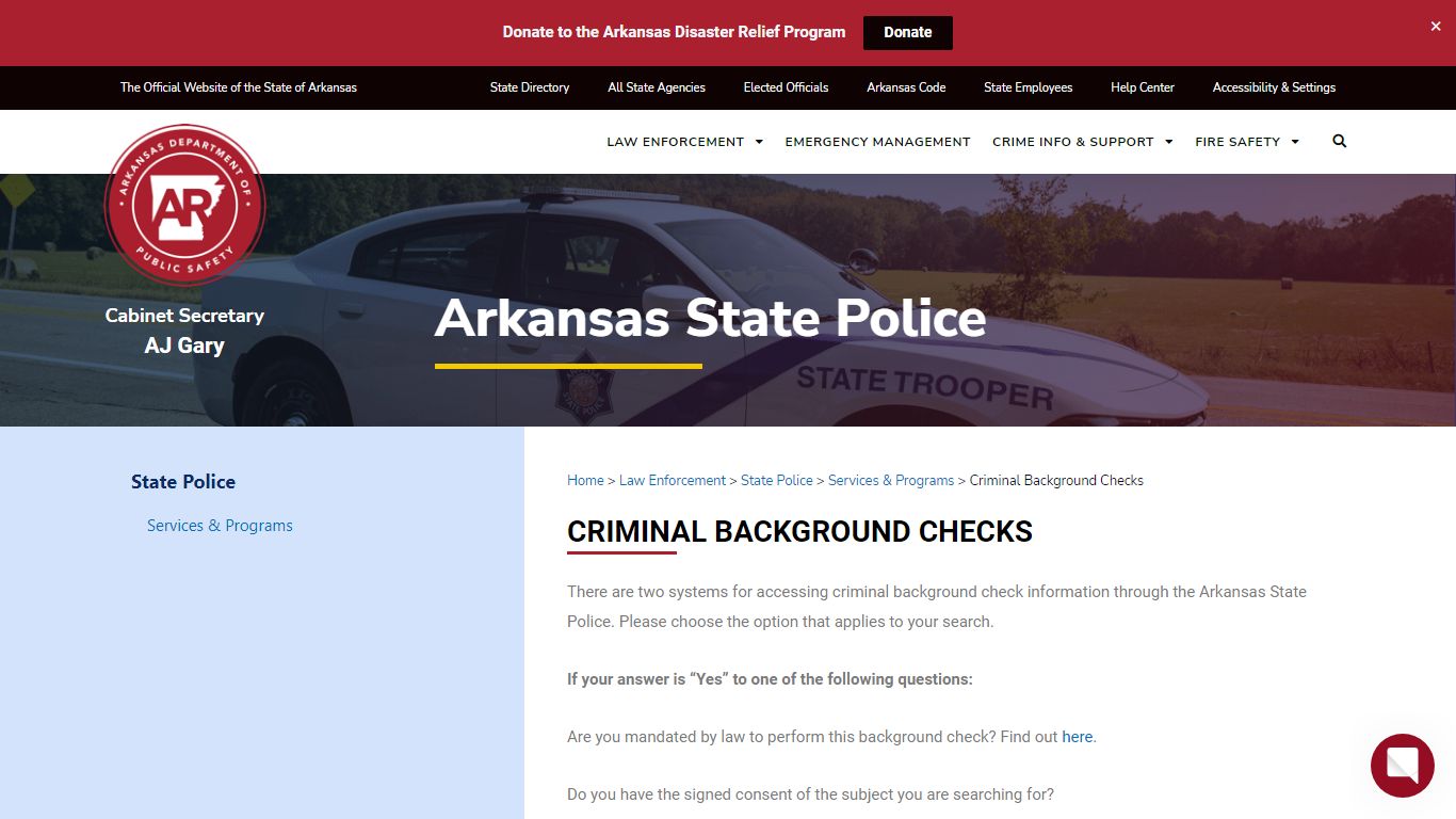 Criminal Background Checks - Arkansas Department of Public Safety