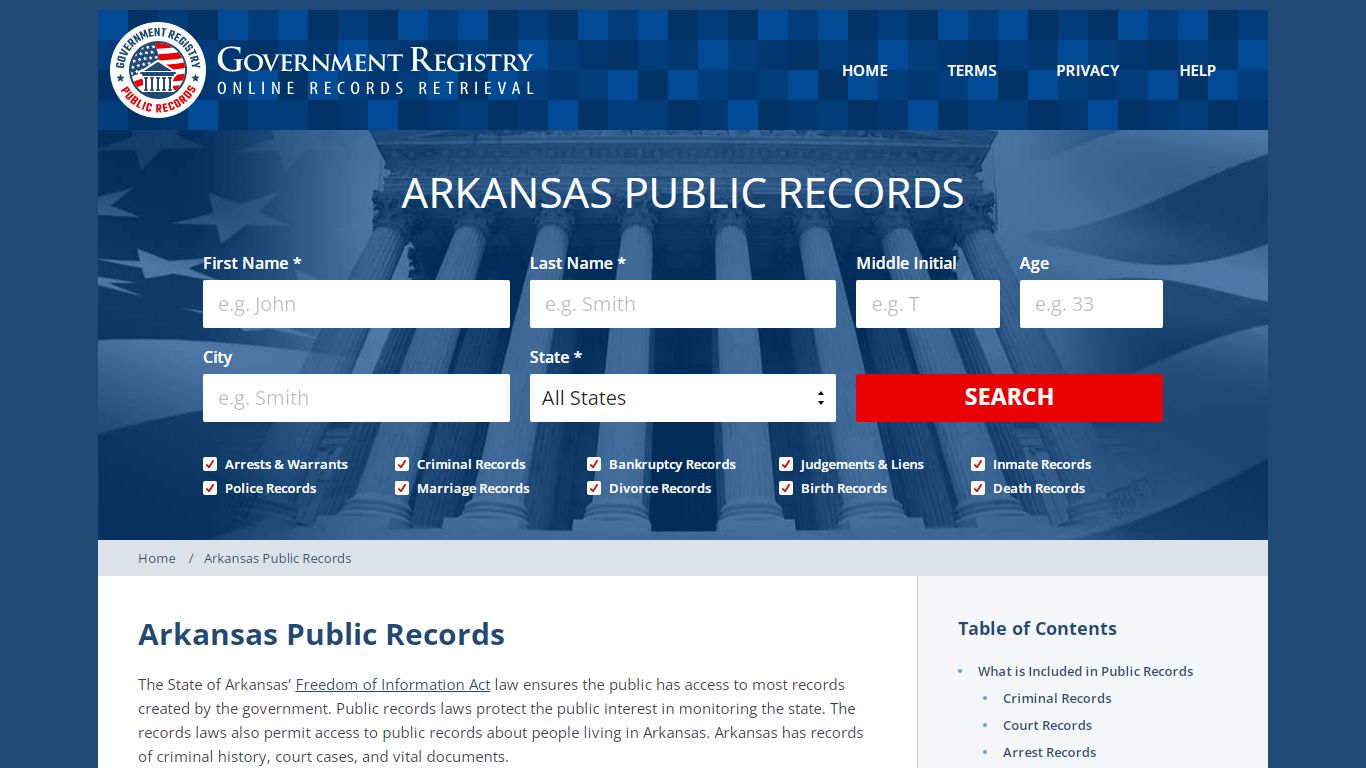 Arkansas Public Records Public Records - GovernmentRegistry